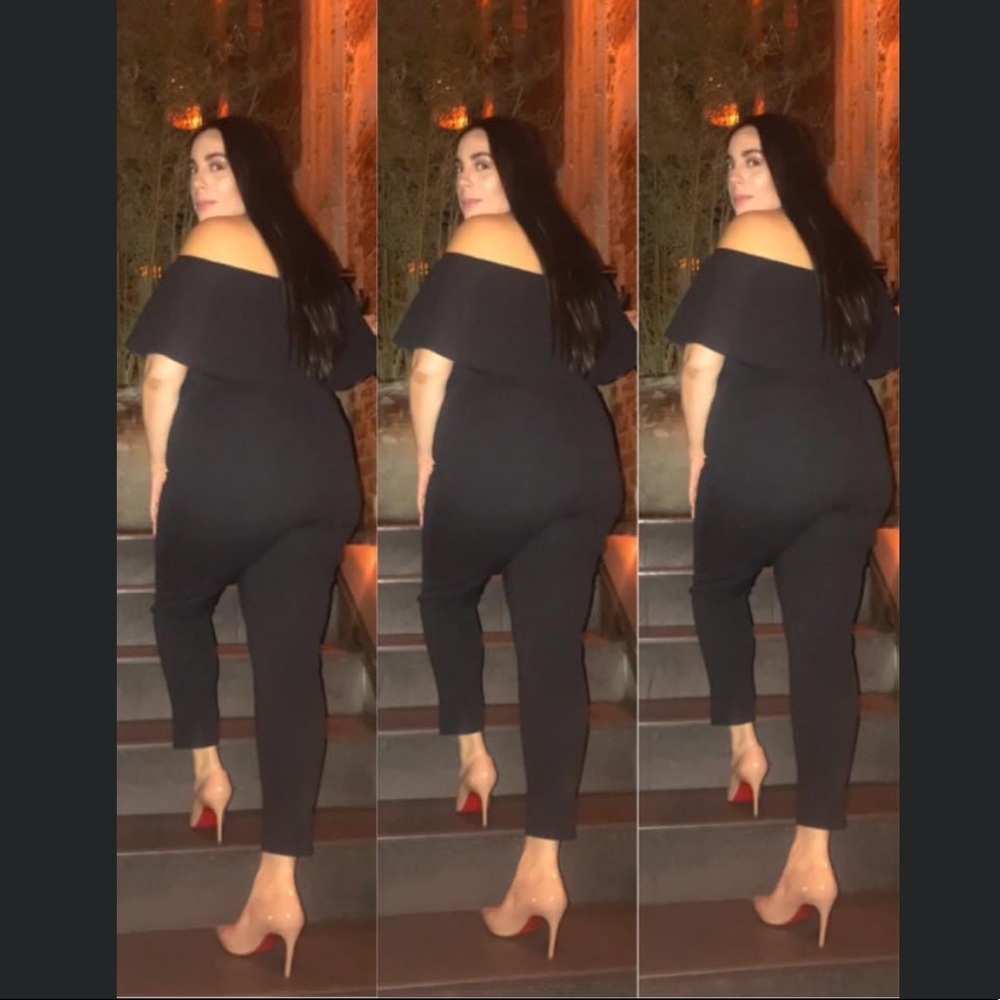 Black Off the Shoulder Jumpsuit - Boohoo - Size 16